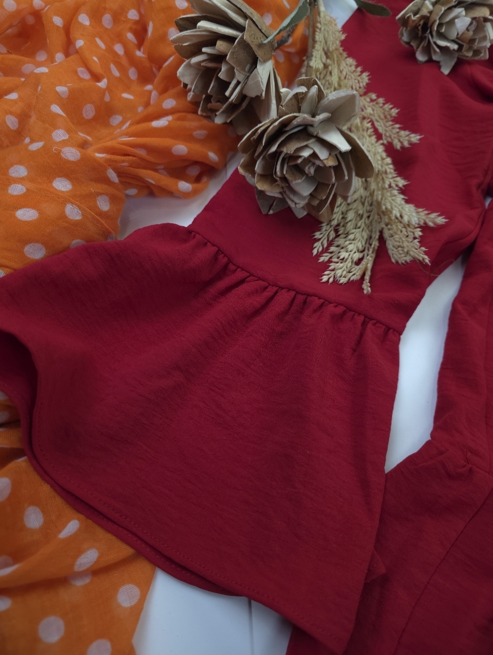 New Emma & Michelle Deep Red Tiered Ruffle Dress Sz S - Picture 12 of 12